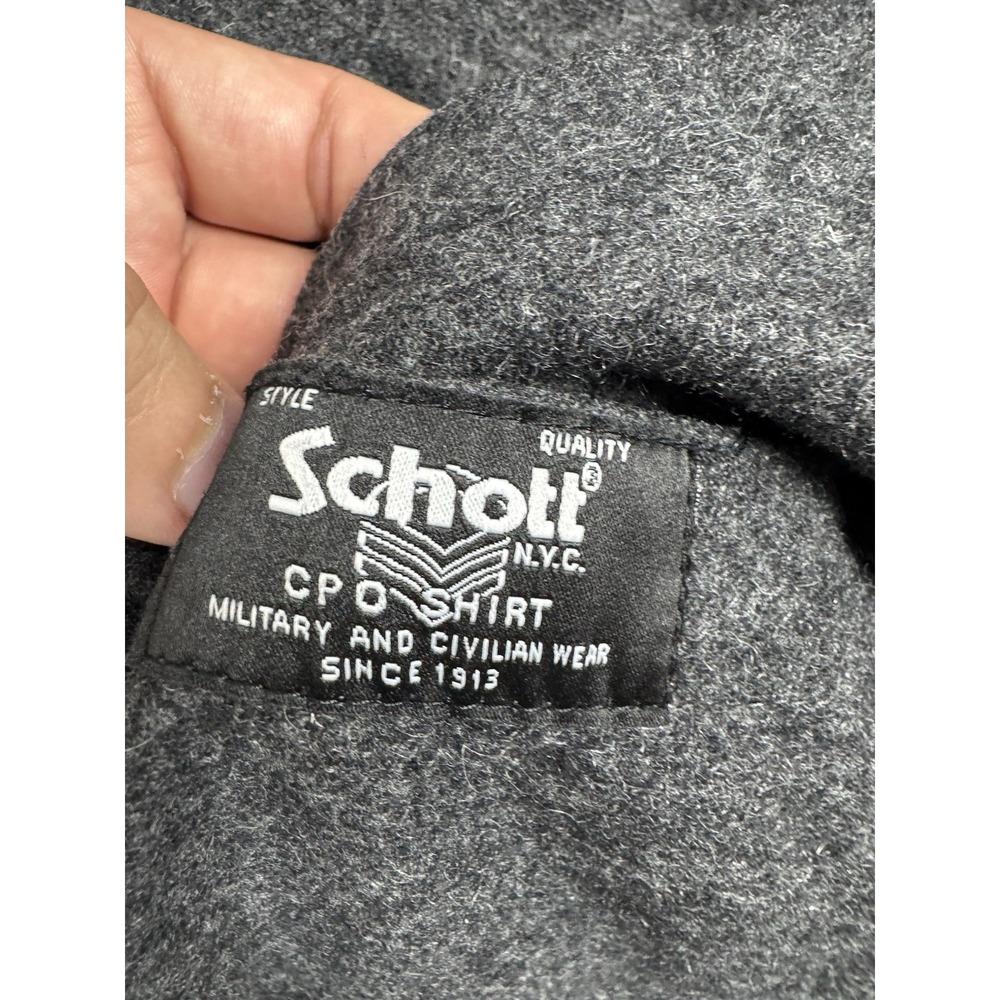 Schott CPO Wool Blend Shirt Shacket Men's Large Charcoal Gray Military Utility - Picture 7 of 14